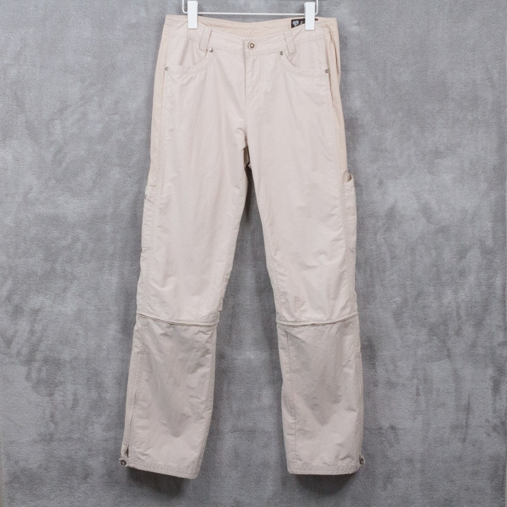 KUHL Liberator Convertible Stealth Zip Off Cargo Hiking Pants Beige Nylon‎ Sz 8
